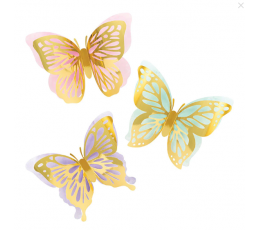 3D dekoratsioonid "Kuldsed liblikad" (3 tk.)