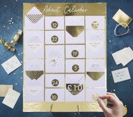 Advendikalender – kuldne ümbrikutega tahvel 1