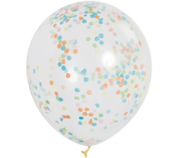 Õhupallid, läbipaistvad värviiste konfettidega (6 tk.)