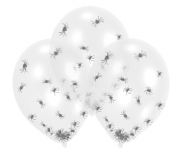 Õhupallid, läbipaistvad ja ämbliku konfettidega (6 tk. 28 cm)