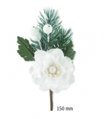 Dekoratiivne oks valge lillega (15 cm)