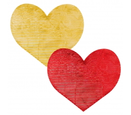 Dekoratsioonid - südamed, lainelised, punased/kuldsed (20 tk./7 cm)