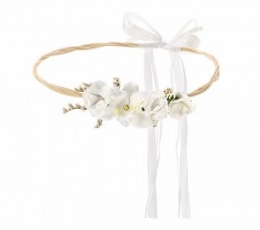 Dekoratiivne kroon valgete lilledega (18 cm)