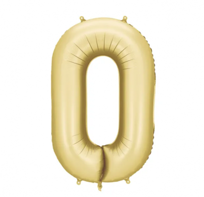 Folinis balionas "0", auksinis (86 cm), auksinis matinis