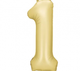 Folinis balionas "1", auksinis (86 cm), auksinis matinis