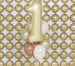 Folinis balionas "1", auksinis (86 cm), auksinis matinis 1