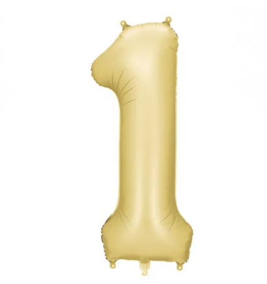 Folinis balionas "1", auksinis (86 cm), auksinis matinis