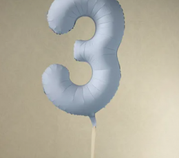 Fooliumõhupall „3“, pastelne helesinine (85 cm) 1