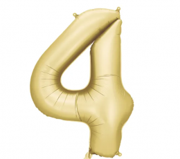 Folinis balionas "4", auksinis (86 cm), auksinis matinis