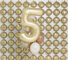 Folinis balionas "5", auksinis (86 cm), auksinis matinis 1