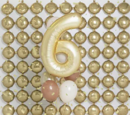 Folinis balionas "6", auksinis (86 cm), auksinis matinis 1