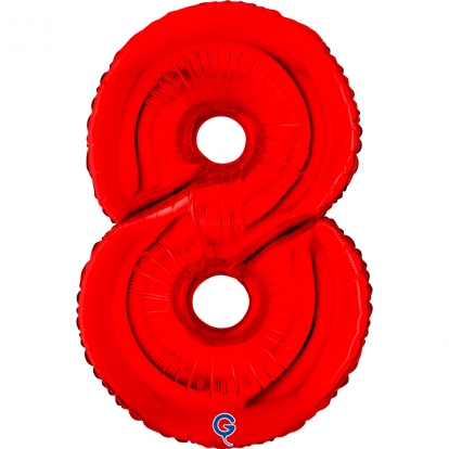 Fooliumist õhupall number „8“, punane (66 cm)