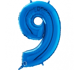 Folinis balionas-skaičius "9", mėlynas (66 cm)