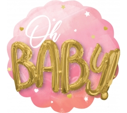 Fooliumist õhupall 3D "Oh baby", roosa (71 cm)