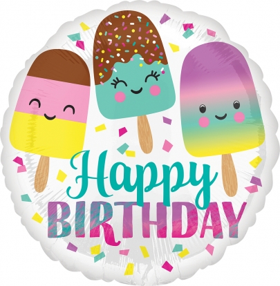 Fooliumist õhupall "Happy Birthday Ice Cream" (43 cm)