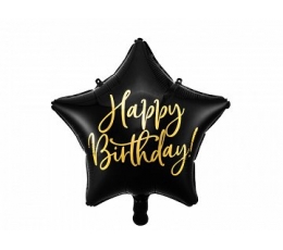Fooliumist õhupall "Happy Birthday", must (40 cm)