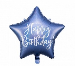 Fooliumist õhupall "Happy Birthday", sinine holograafiline (40 cm)