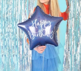 Fooliumist õhupall "Happy Birthday", sinine holograafiline (40 cm) 1