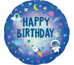 Fooliumist õhupall "Happy Birthday Space" (45 cm)