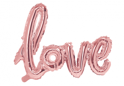 Fooliumist õhupall-kiri "Love", roosakas-kuldne (73x59 cm)