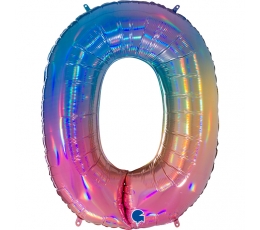  Fooliumist õhupall number "0", mitmevärviline (102 cm)