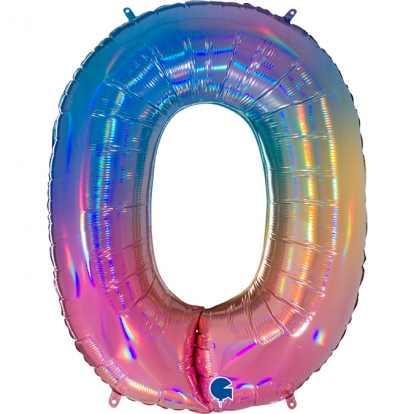  Fooliumist õhupall number "0", mitmevärviline (102 cm)