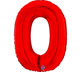 Fooliumist õhupall number „0“, punane (66 cm)