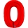 Fooliumist õhupall number „0“, punane (66 cm)