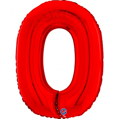 Fooliumist õhupall number „0“, punane (66 cm)
