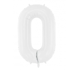 Fooliumist õhupall - number "0", valge (86 cm)