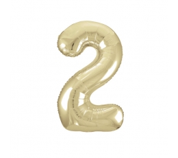 Fooliumist õhupall - number "2", šampanja (86 cm)