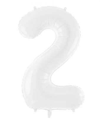 Fooliumist õhupall - number "2", valge (86 cm)