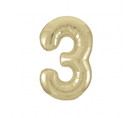 Fooliumist õhupall - number "3", šampanja (86 cm)
