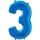 Fooliumist õhupall - number "3", sinine (66 cm)