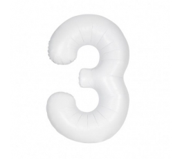 Fooliumist õhupall number "3", valge (86 cm)