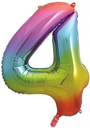  Fooliumist õhupall number "4", mitmevärviline pastelne (86 cm)