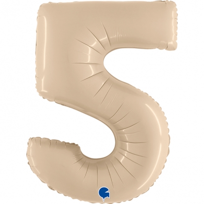 Fooliumist õhupall number "5", kreemjas (102 cm)
