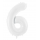 Fooliumist õhupall - number "6", valge (86 cm)