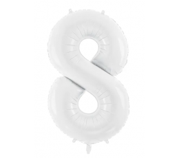 Fooliumist õhupall - number "8", valge (86 cm)