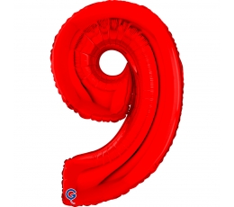 Fooliumist õhupall number „9“, punane (66 cm)