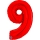 Fooliumist õhupall number „9“, punane (66 cm)