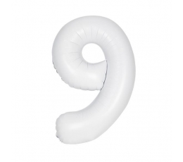 Fooliumist õhupall number "9", valge (86 cm)