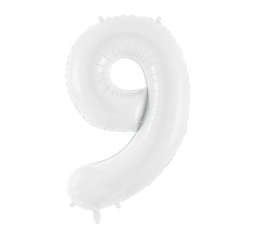 Fooliumist õhupall - number "9", valge (86 cm)