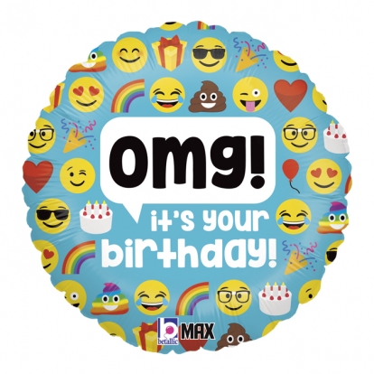 Fooliumist õhupall "OMG Emoji birthday" (46 cm)