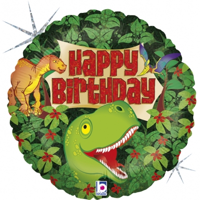 Fooliumist õhupall "Sünnipäev dinosaurustega" (46 cm)