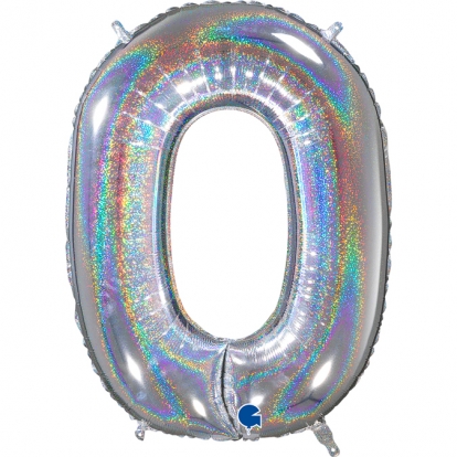 Fooliumist õhupalli number "0", holograafiline (66 cm)