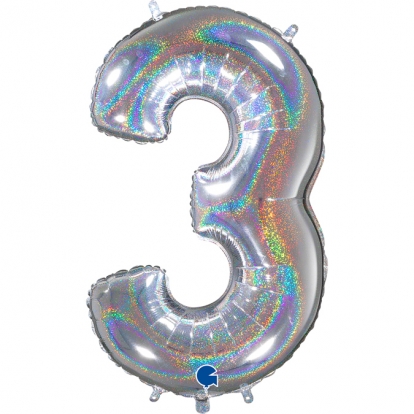 Fooliumist õhupalli number "3", holograafiline (66 cm)