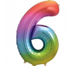   Fooliumist õhupall number "6", mitmevärviline pastelne (86 cm)
