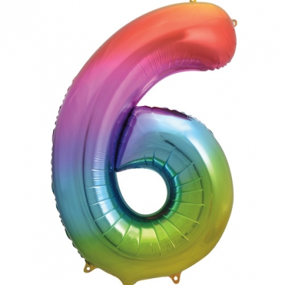   Fooliumist õhupall number "6", mitmevärviline pastelne (86 cm)