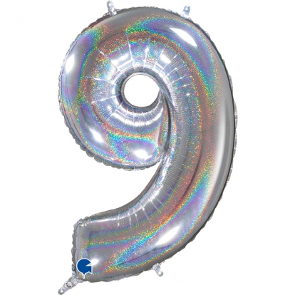 Fooliumist õhupalli number "9", holograafiline (66 cm)